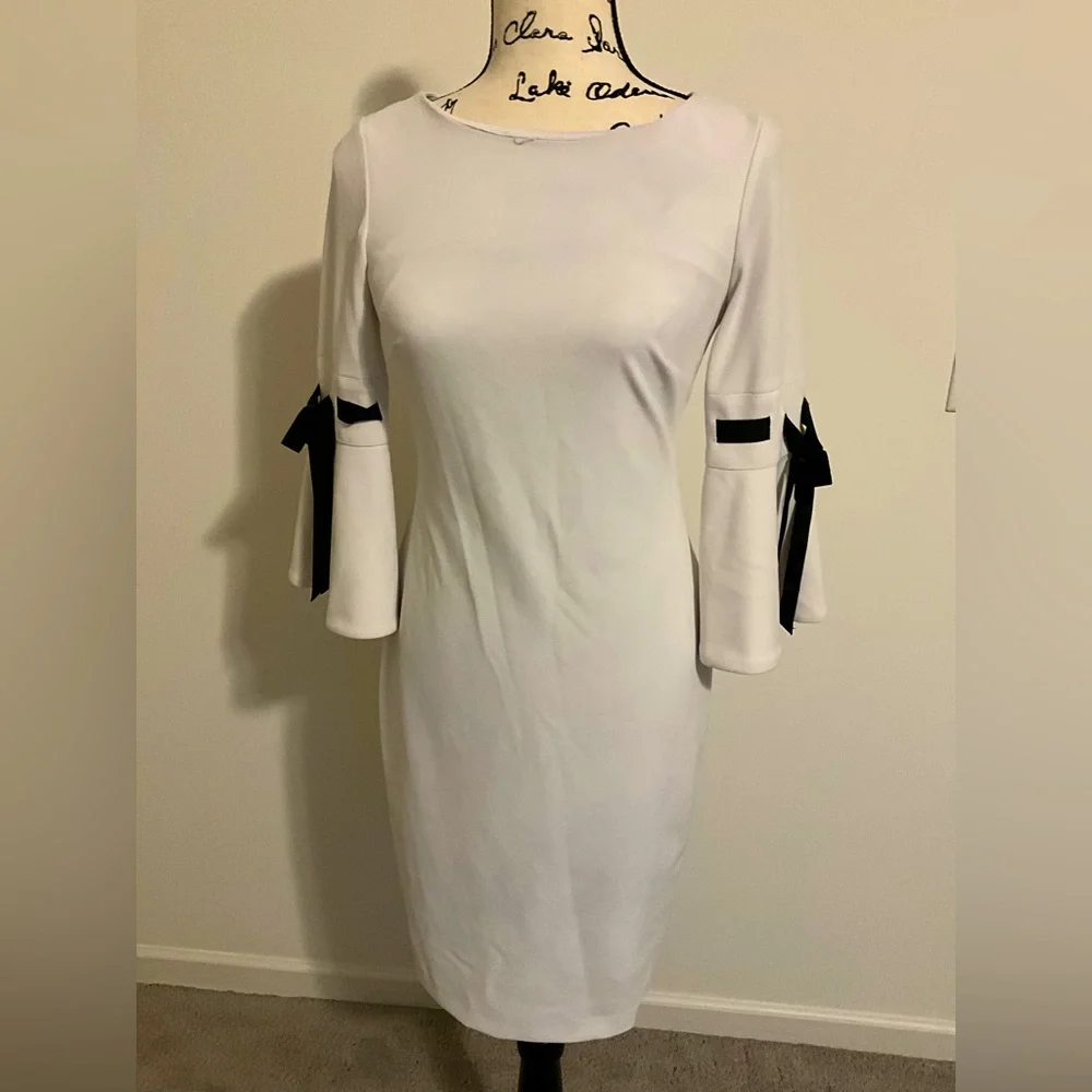 Nicely used:Calvin Klein Bell Sleeve Dress Size 2 - Picture 2 of 4